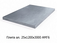 Плита алюминиевая 25х1200х3000 АМГ6